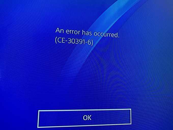 PS4 Error Code CE-30391-6
