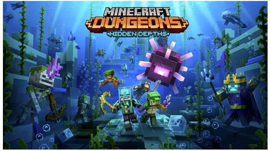How do I access underwater missions in Minecraft Dungeons Hidden Depths DLC?