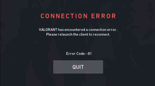 Valorant Error Code -81