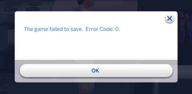 How to Fix Sims 4 The Game Failed To Save - Error Code 0?