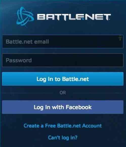 battle.net Login page
