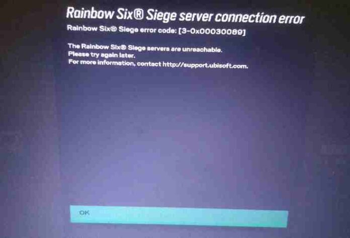 How to Fix Rainbow Six Siege error code 3-0x00030089
