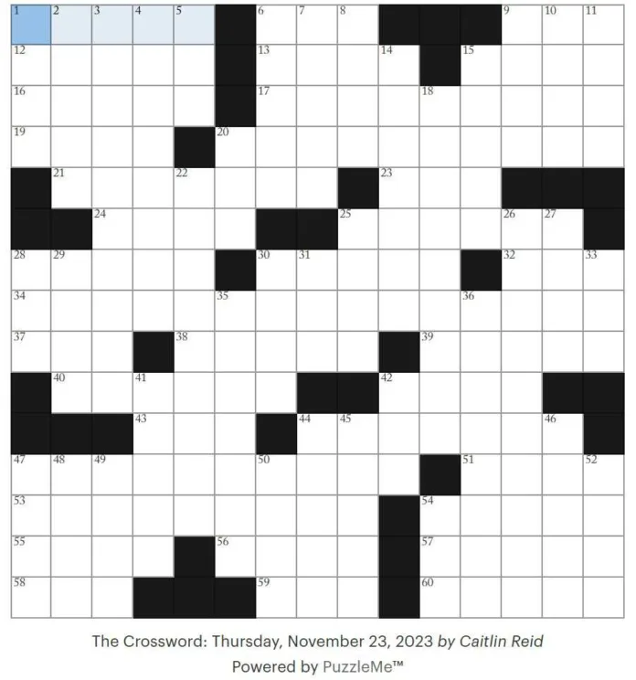 NYT Crossword Puzzle for November 23, 2023