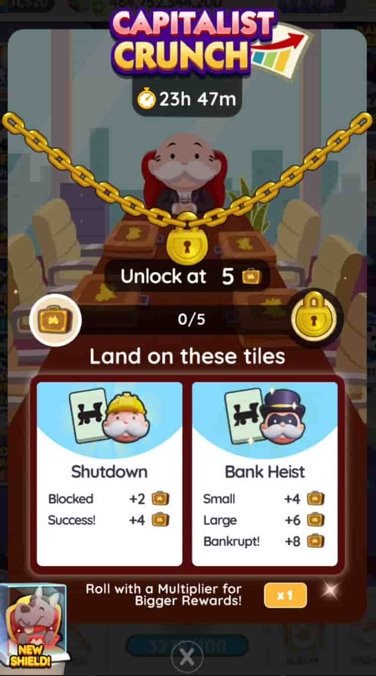 Monopoly Go Capitalist Crunch event and new shield