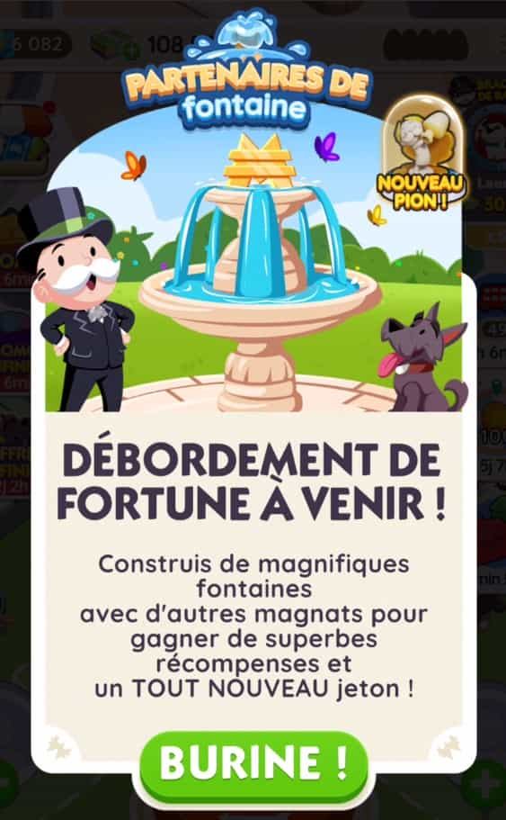 Evenement Partenaires de Fontaine Monopoly Go